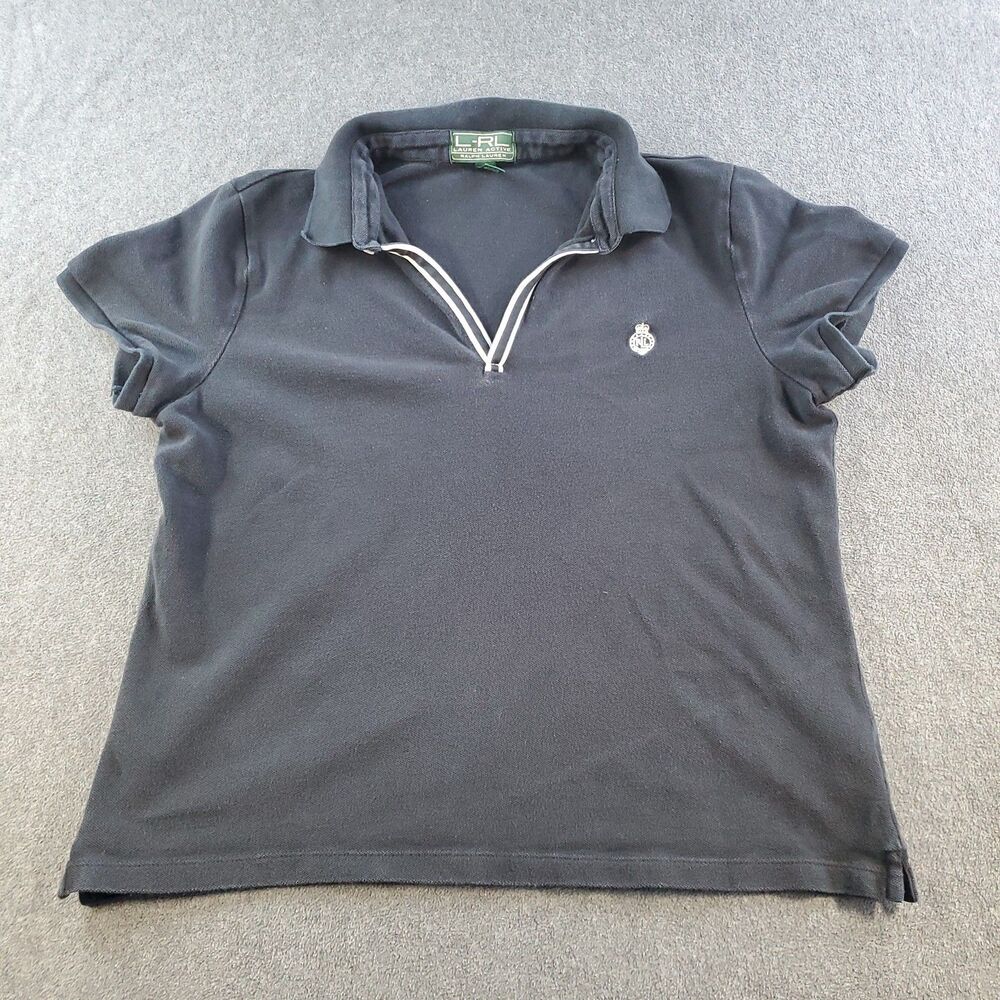 Lauren Active by Ralph Lauren Polo Shirt Black Short Sleeve  Large